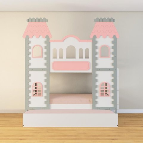 Treliche Castelo Encantado - Madeira Maciça Branco/cinza/rosa | Housin