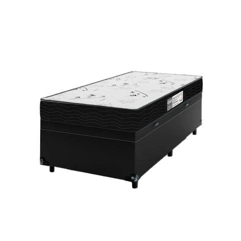 Cama Box Baú Solteiro + Colchão Smart Espuma D33 (88x188x61) Preto