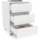 Ver imagem 3 de Mesa de Cabeceira Mauá 3 Gavetas com Rodízios Branco - Politorno