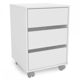 Mesa de Cabeceira Mauá 3 Gavetas com Rodízios Branco - Politorno - 2