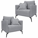 Ver imagem 1 de Kit 2 Poltronas Decorativas Pés em Aço Stagno Linho Cinza - Gran Belo