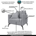 Ver imagem 3 de Kit 2 Poltronas Decorativas Pés em Aço Stagno Linho Cinza - Gran Belo