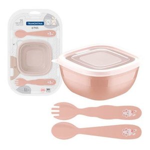 Jogo De Talheres Infantil Le Petit Rosa 03 Peças
