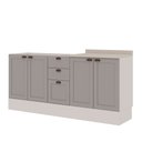 Ver imagem 2 de Balcão de Cozinha Iluminata 4 Portas 3 Gavetas 100% MDF Branco/Fendi - Genialflex