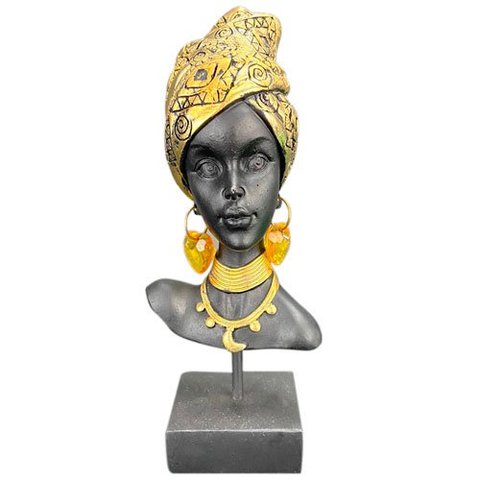 Escultura Cabeça Africana Decorativo - 23x10x6cm Prime Home Decor