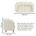 Ver imagem 3 de Poltrona Namoradeira 2 Lugares Aura 120 cm Pes Madeira Boucle Tce 1010 Moll