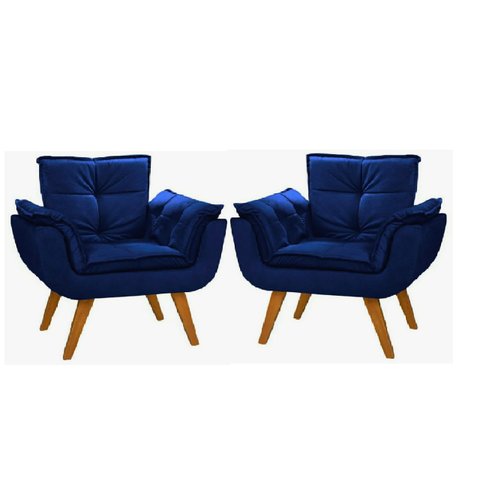 Kit 2 Poltronas Decorativas Opala Suede - 0129