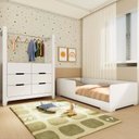Ver imagem 1 de Quarto Infantil Completo Guarda-Roupa Closet e Cama Solteiro Montessoriana 100% MDF Olivia e Mark Branco