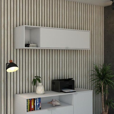 Armário Aéreo c/Nicho e Porta Basculante 35x135x35cm WLNP135 Branco Chess