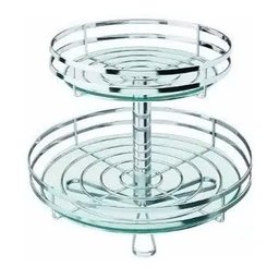 Fruteira de Mesa Dupla Redonda com Vidro Giratória Cromado - 1