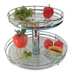 Fruteira de Mesa Dupla Redonda com Vidro Giratória Cromado - 2