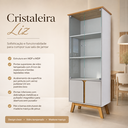Ver imagem 2 de Cristaleira Liz MDF 180x70cm Vidro Prateleira Sala de Jantar Madeira Cozinha Integrada:Off White/Cin