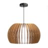 Lustre Pendente de Madeira Vazado Aletado Bari G Dessin 46x30cm Soq E27 Cor:marfim - 1