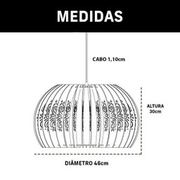 Lustre Pendente de Madeira Vazado Aletado Bari G Dessin 46x30cm Soq E27 Cor:marfim - 2