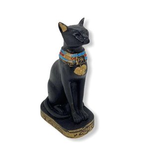 Imagem deusa Egípcia Bastet Preto em Resina 9 cm