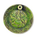 Ver imagem 1 de Incensário Duplo Prato Ganesha Verde em Resina 12 cm