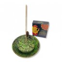 Ver imagem 2 de Incensário Duplo Prato Ganesha Verde em Resina 12 cm