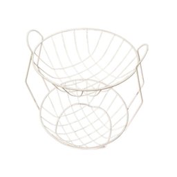 Fruteira de Mesa Dupla com 2 Cestos Aramada Pintura Epoxi:Branco - 1
