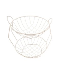 Fruteira de Mesa Dupla com 2 Cestos Aramada Pintura Epoxi:Branco - 4