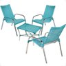 Conjunto 3 Cadeiras e Mesa de Centro Alumínio para Área Externa Fortaleza Artesanal Turquesa - 1