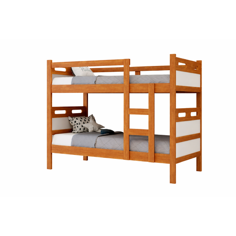 Beliche Solteiro em MDF com Guarda Corpo Escada Reforçada Transforma em 2 Camas Solteiro 188x88:Natu