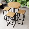 Conjunto Mesa Alta Bar Bistrô Redonda Pinus 4 Bancos Industrial Black Don Castro Decor Industrial Pr - 1