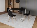 Ver imagem 1 de Mesa de Jantar Industrial Base Ferro Branco em V Tampo 137x90 Preto 4 Cadeiras Eames Madeira Assen