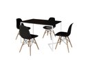 Ver imagem 2 de Mesa de Jantar Industrial Base Ferro Branco em V Tampo 137x90 Preto 4 Cadeiras Eames Madeira Assen