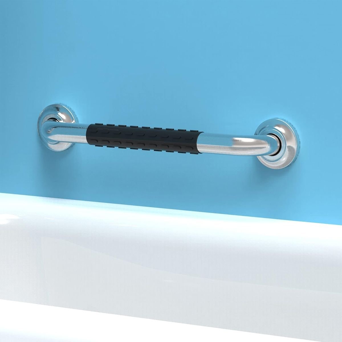 Barra de Apoio 40cm Inox Suporte Antiderrapante Acessibilidade Idoso Criança Gestante Cadeirante Ban - 4