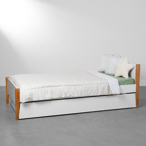 Bicama Solteiro Noah com Pés Mel – Branco Fosco Abra Cadabra