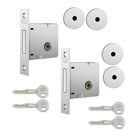 Fechadura Auxiliar 1004 Roseta Inox Tetra Externa Stam - Par