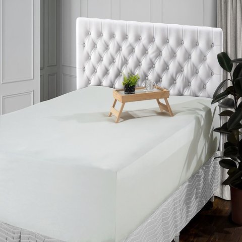 Lençol Casal Avulso 400 Fios Percal Poliéster Liso Toque Macio com Elástico