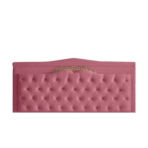 Cabeceira de Cama Box Painel Barcelona Queen 160 Cm Retro Capitonê Botão Encapados Suede Rosa Bebê D