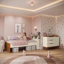 Ver imagem 6 de Quarto Infantil com Cômoda CB1494 1 Porta 3 Gavetas MDP BP Argila-Jequetiba Kappesberg