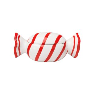 Centro de Mesa Formato de Bala Branco e Vermelho 20cm Grillo