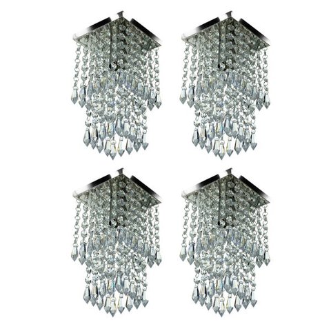 Kit 4 Lustre Plafon De Cristal Acrilico Spark Maravilhoso