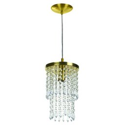 Lustre Pendente De Cristal Acrilico Spark Redondo Dourado - 2