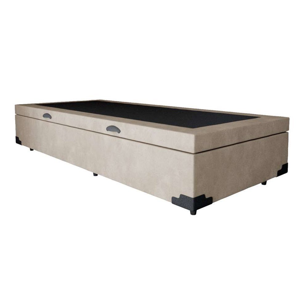 Base Box Baú Solteiro Suede Bege - 45x88x188:bege