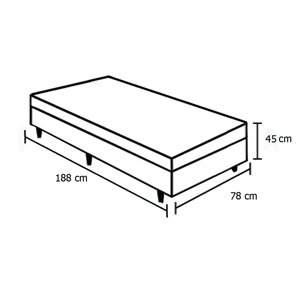 Base Box Baú Solteiro Suede Bege - 45x88x188:bege - 2