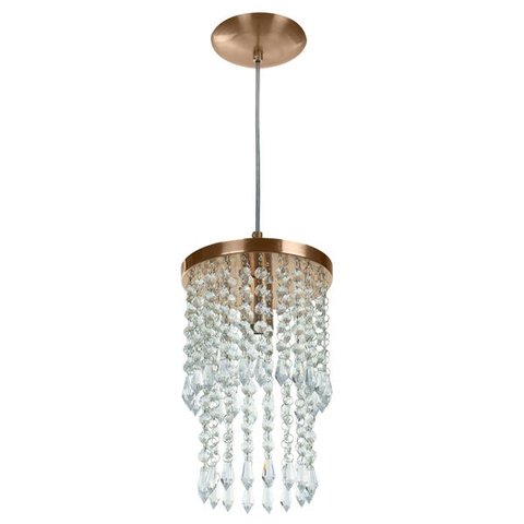 Lustre Pendente De Cristal Acrilico Spark Redondo Cobre