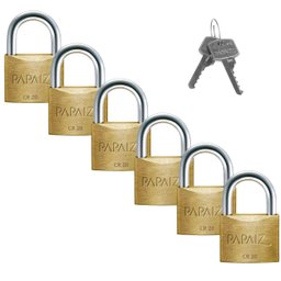 Cadeado Pequeno 20mm Haste Curta Latão Maciço Dourado com Chave| Papaiz | Kit 06 Un - 1