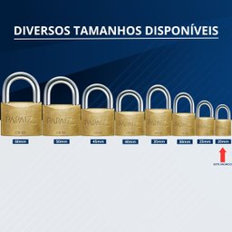 Cadeado Pequeno 20mm Haste Curta Latão Maciço Dourado com Chave| Papaiz | Kit 06 Un - 7