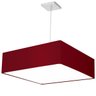 Lustre Cupula Pendente Dome Quadrado 50x15cm Vermelho - 2