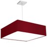 Lustre Cupula Pendente Dome Quadrado 50x15cm Vermelho - 1