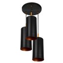 Ver imagem 1 de Lustre Pendente Triplo Bilboquê Cilindrico Preto com Cobre