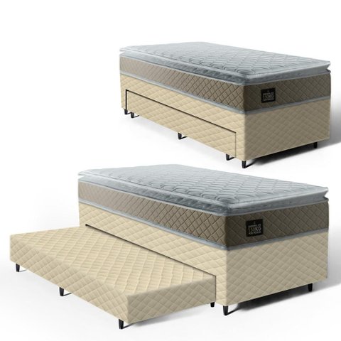 Cama Box com Colchão de Espuma D45 Pillow Top Strong One Face + Auxiliar de Espuma Solteiro 88cm