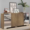 Ver imagem 7 de Aparador Buffet 4 Portas Com Espelho E Pés Quadrados Vegas V3563 Rustic/Branco Rustic/Branco