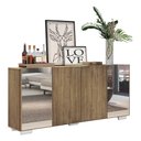 Ver imagem 1 de Aparador Buffet 4 Portas Com Espelho E Pés Quadrados Vegas V3563 Rustic/Branco Rustic/Branco