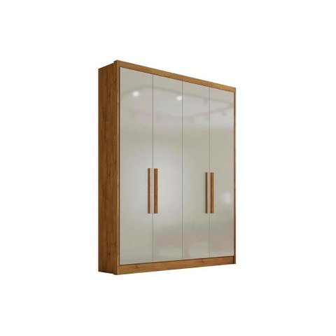 Guarda Roupa Solteiro 4 Portas e 3 Gavetas Moderni Freijo Cumaru C/ Fendi - Novo Horizonte