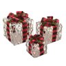 3 Caixas de Presente Natalinas com Laço Xadrez Vermelho e Preto - 1
